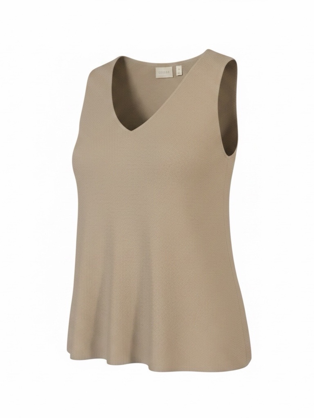 Cyrus Sleeveless V-Neck Tank Top in Tan